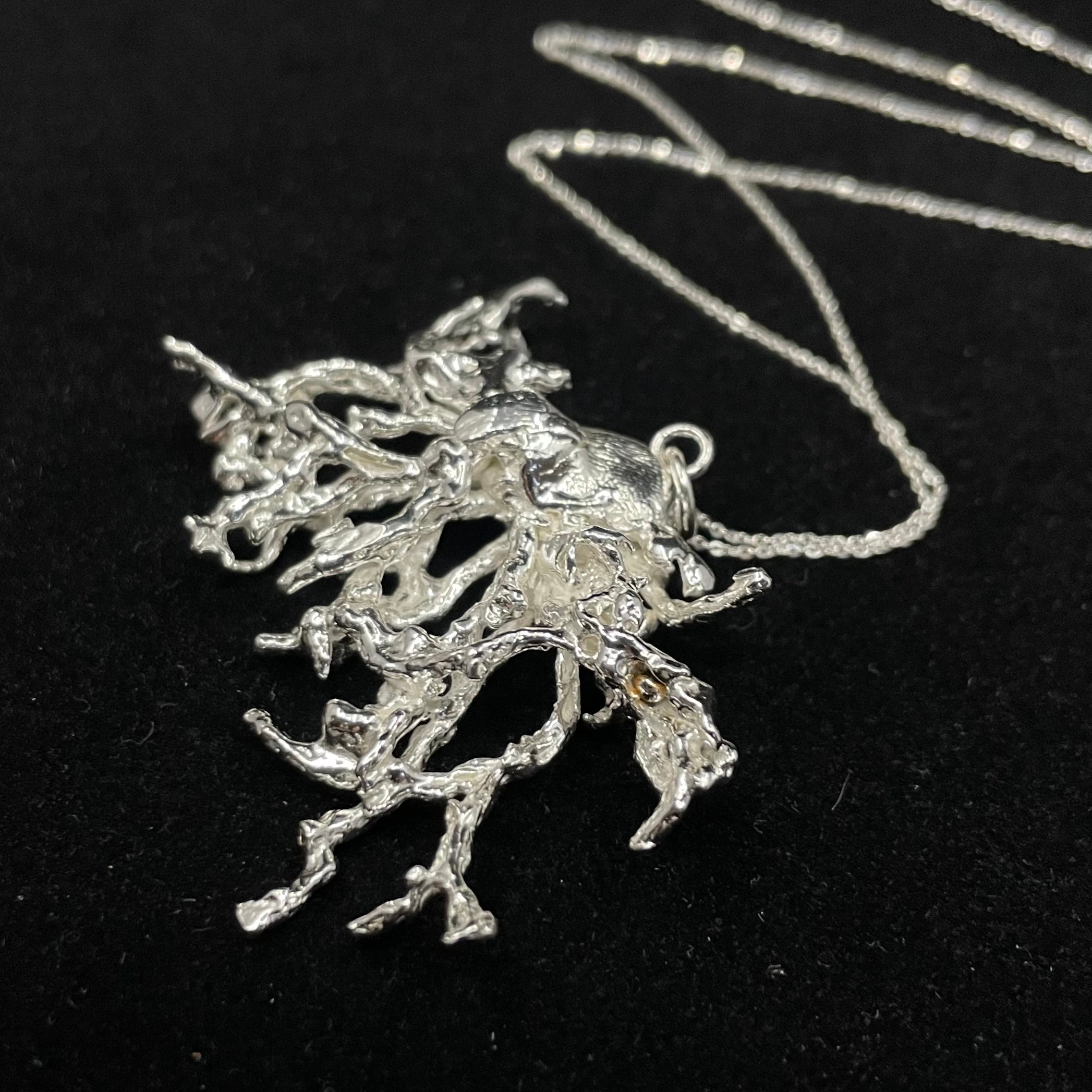 Fruticose Lichen pendant with sterling silver chain