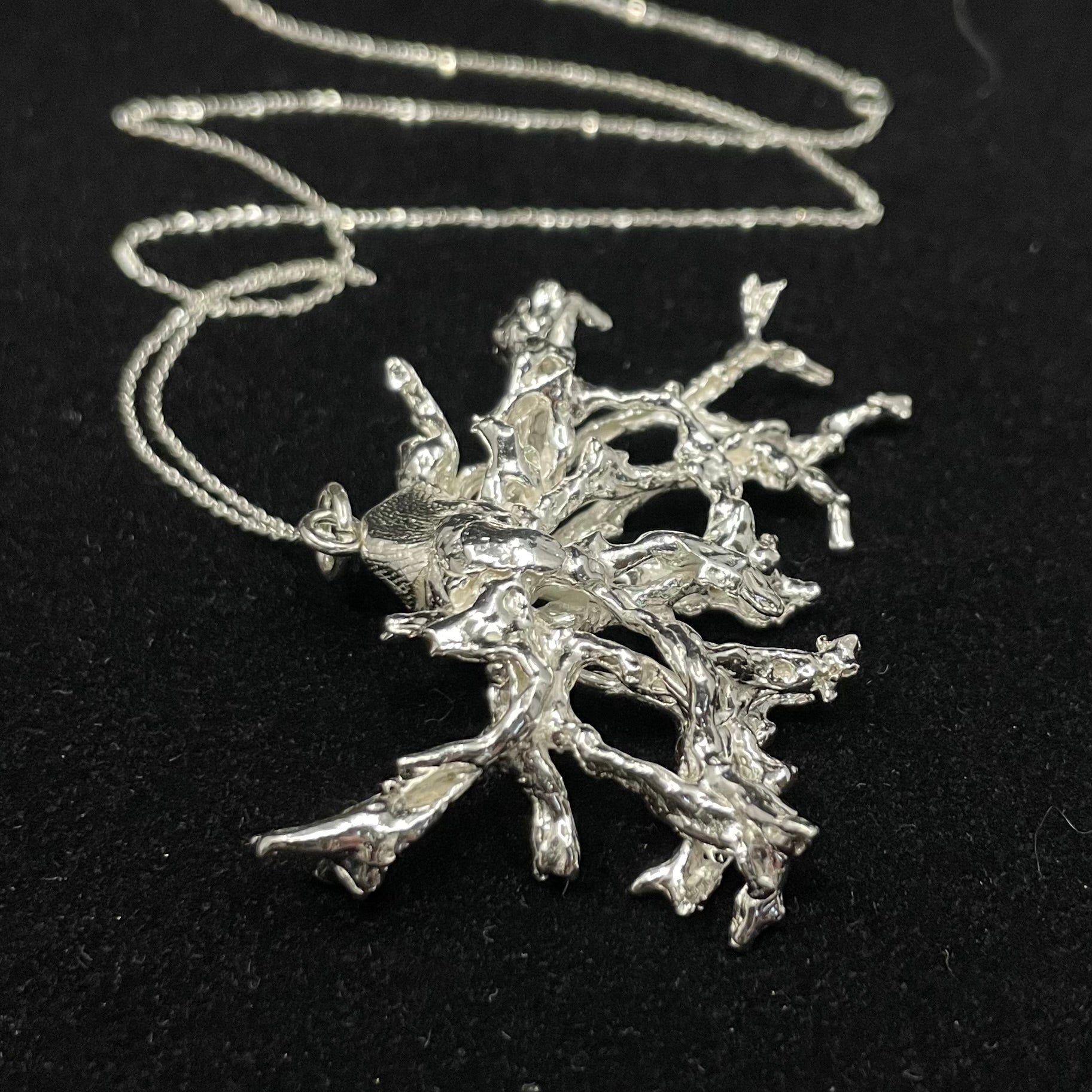 Fruticose Lichen pendant with sterling silver chain