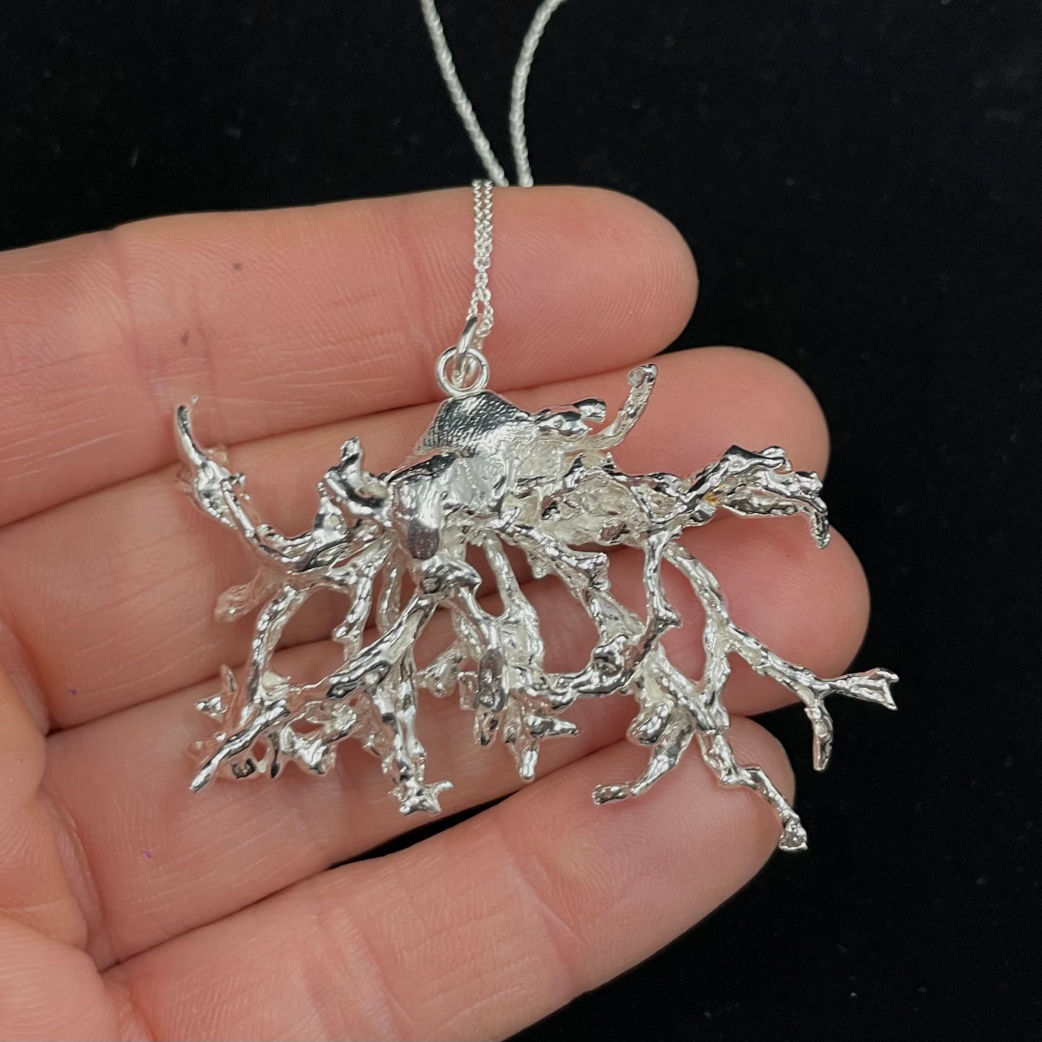 Fruticose Lichen pendant with sterling silver chain