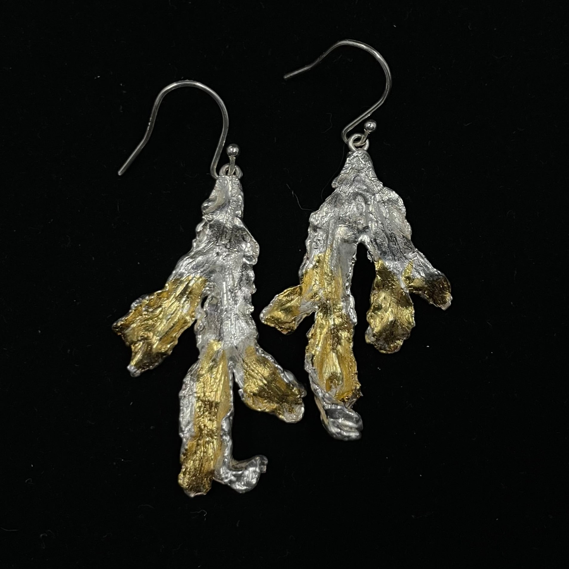 Seaweed earrings with gold