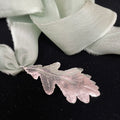 Oak leaf pendant on silk ribbon